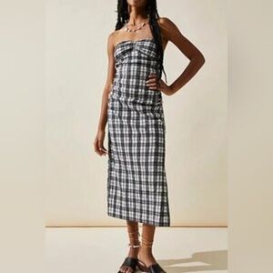 Free People Black (Solid) Brandie Ruched Tube Dress